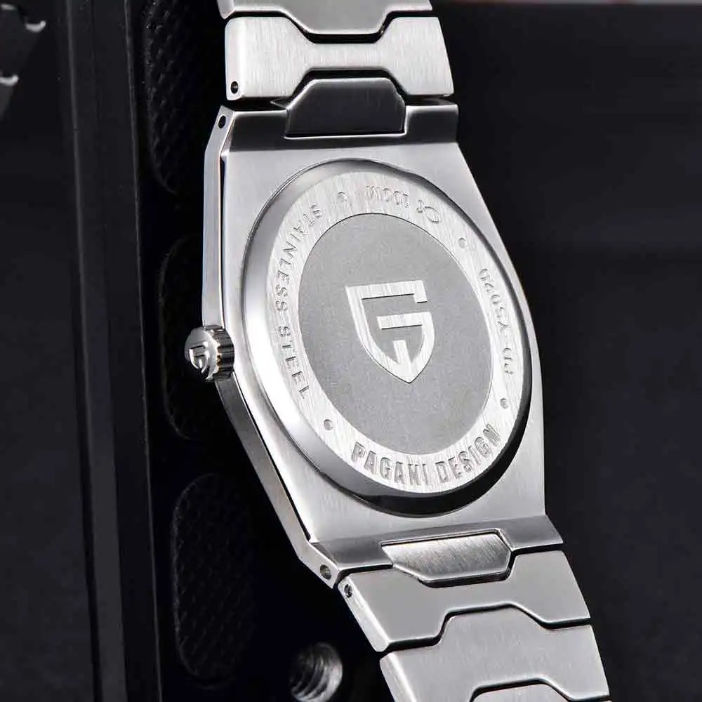PAGANI DESIGN PD-YS020 Ultra Thin 7mm Men's Quartz Watch 10Bar Waterproof Stainless Steel Wrist Watch for Men C3 Upgrade Lume, Synthetic Sapphire Dial Glass