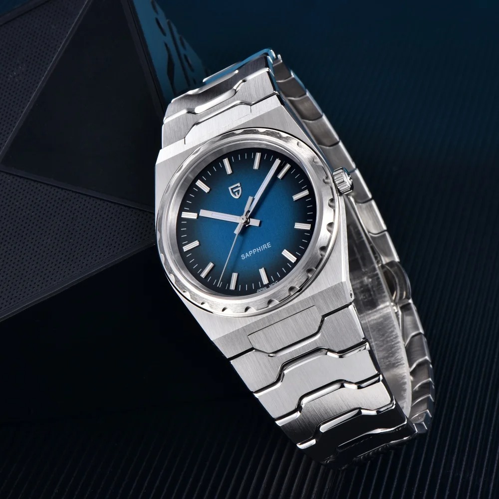 PAGANI DESIGN PD-YS020 Ultra Thin 7mm Men's Quartz Watch 10Bar Waterproof Stainless Steel Wrist Watch for Men C3 Upgrade Lume, Synthetic Sapphire Dial Glass