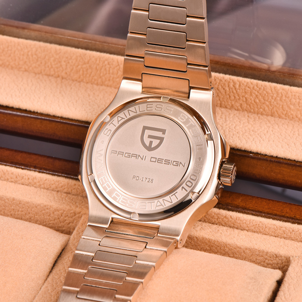 PAGANI DESIGN PD-1728 Rose Gold Men's Automatic Watches 40mm Luxury Stainless Steel Casual Waterproof Wrist Watches Sapphire Dial Glass New
