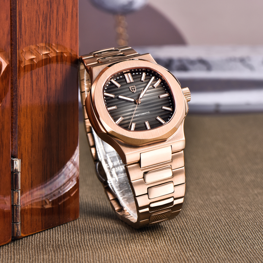 PAGANI DESIGN PD-1728 Rose Gold Men's Automatic Watches 40mm Luxury Stainless Steel Casual Waterproof Wrist Watches Sapphire Dial Glass New