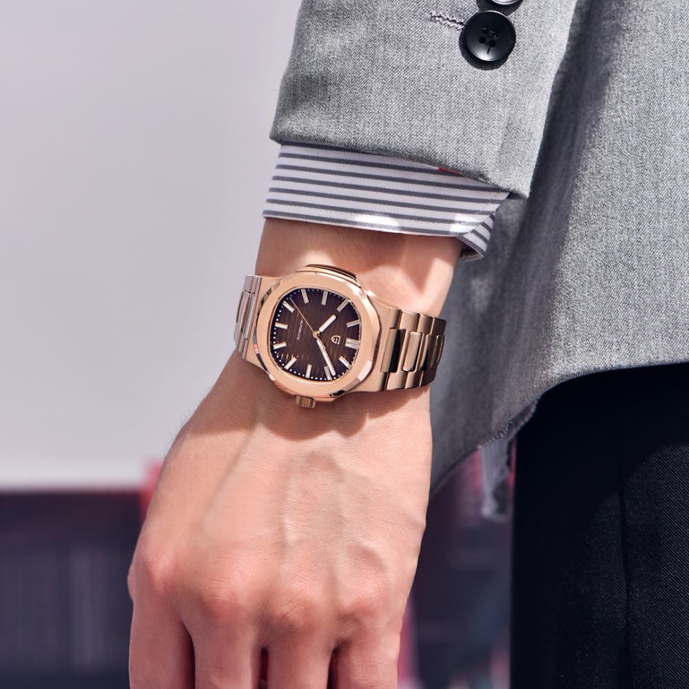 PAGANI DESIGN PD-1728 Rose Gold Men's Automatic Watches 40mm Luxury Stainless Steel Casual Waterproof Wrist Watches Sapphire Dial Glass New