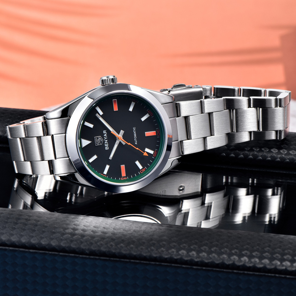 BENYAR BY-5218 Men's Automatic Watch 40mm Luxury Mechanical full Steel Wrist Watch for Men