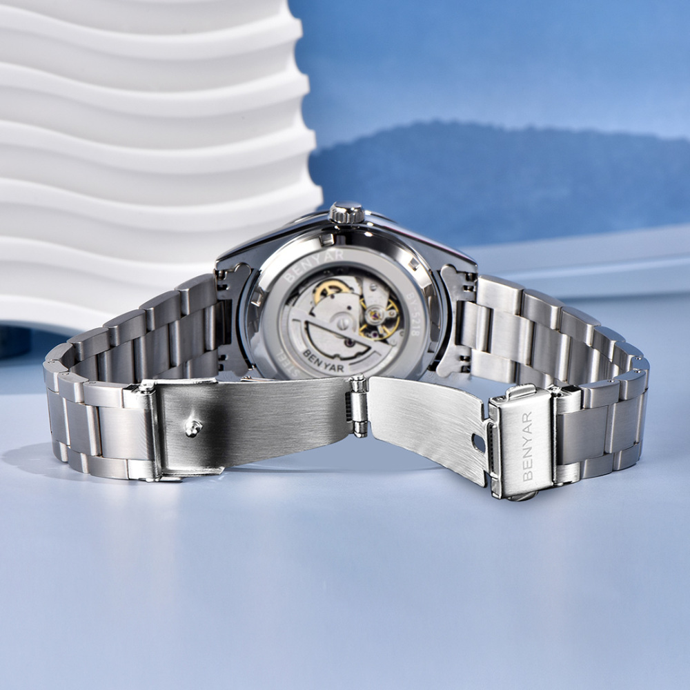 BENYAR BY-5218 Men's Automatic Watch 40mm Luxury Mechanical full Steel Wrist Watch for Men