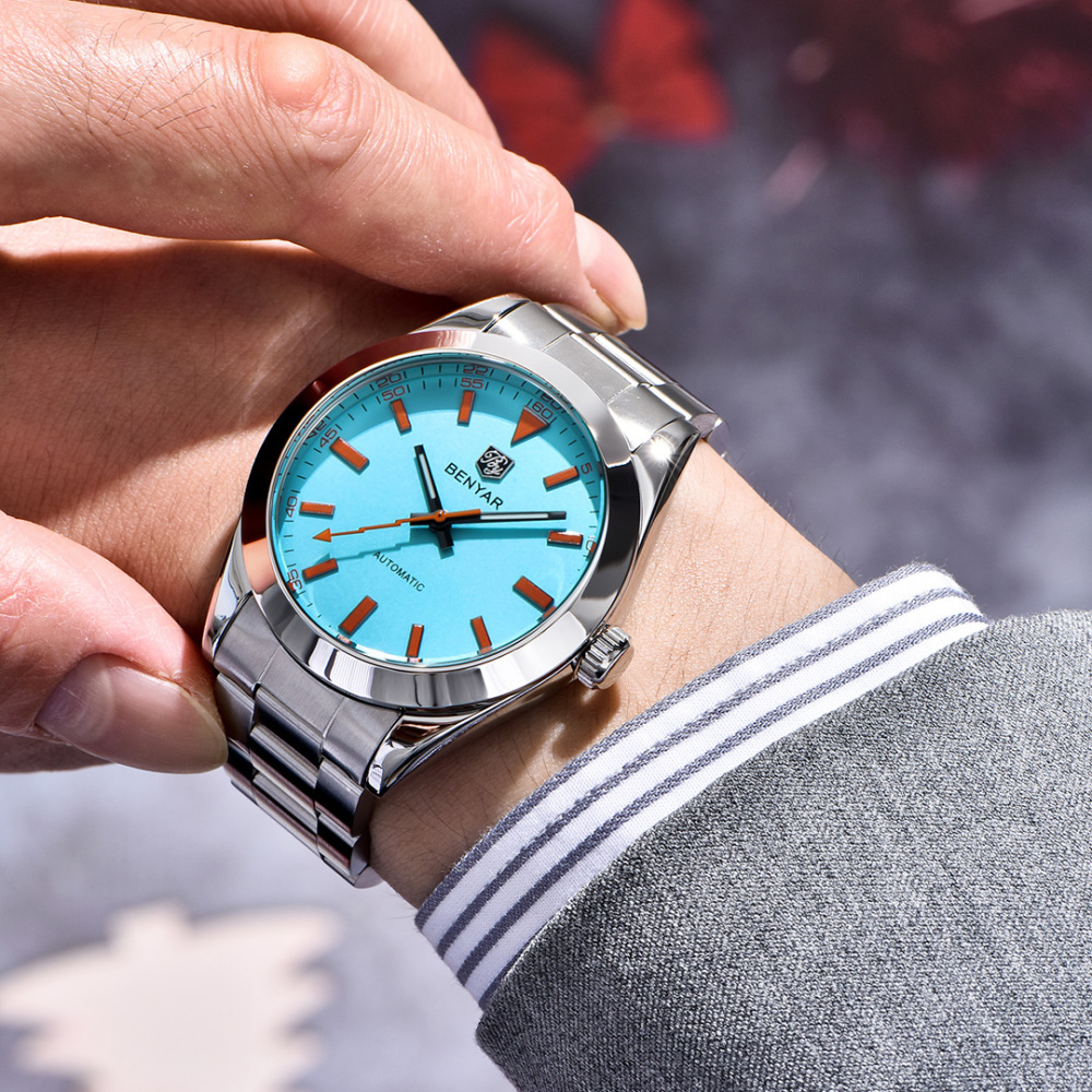BENYAR BY-5218 Men's Automatic Watch 40mm Luxury Mechanical full Steel Wrist Watch for Men