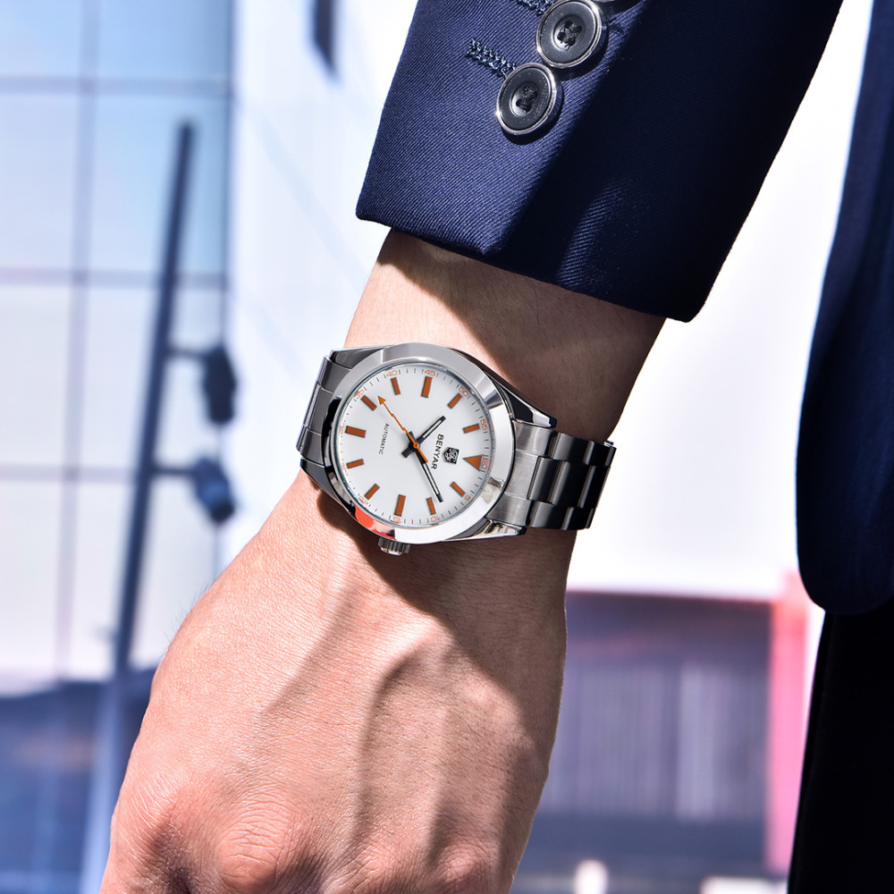 BENYAR BY-5218 Men's Automatic Watch 40mm Luxury Mechanical full Steel Wrist Watch for Men