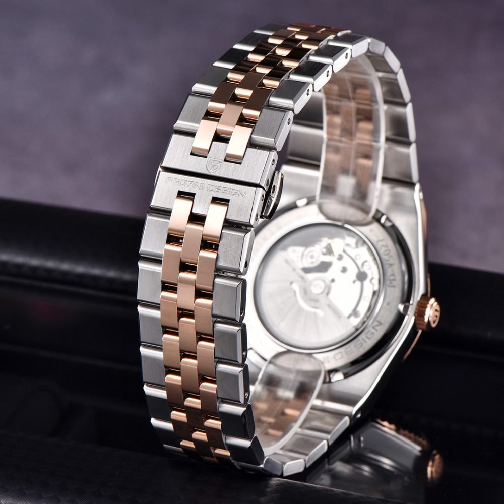 PAGANI DESIGN PD-YS027 New Men's Automatic Watch Stainless Steel Mechanical Waterproof Wrist Watch for Men, Synthetic Sapphire Dial Glass
