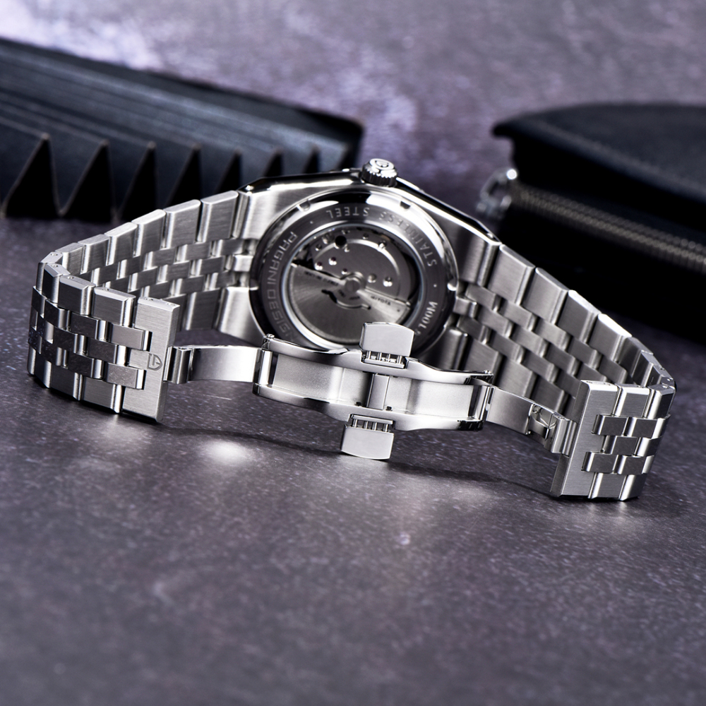 PAGANI DESIGN PD-YS027 New Men's Automatic Watch Stainless Steel Mechanical Waterproof Wrist Watch for Men, Synthetic Sapphire Dial Glass