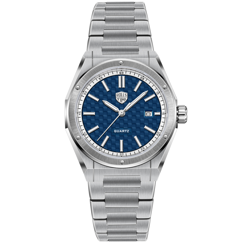 RollsTimi RT7933 Men's Watches Luxury Stainless Steel Quartz Analog Wristwatch for Men, 50M Waterproof, Synthetic Sapphire Dial Glass