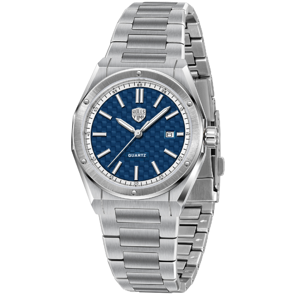 RollsTimi RT7933 Men's Watches Luxury Stainless Steel Quartz Analog Wristwatch for Men, 50M Waterproof, Synthetic Sapphire Dial Glass