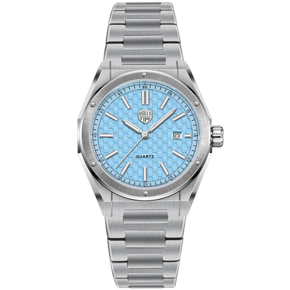 RollsTimi RT7933 Men's Watches Luxury Stainless Steel Quartz Analog Wristwatch for Men, 50M Waterproof, Synthetic Sapphire Dial Glass