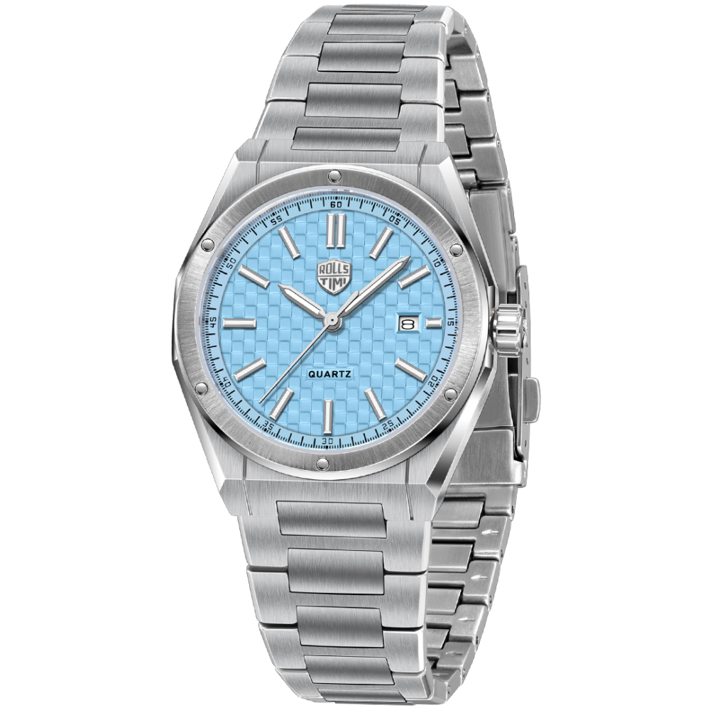 RollsTimi RT7933 Men's Watches Luxury Stainless Steel Quartz Analog Wristwatch for Men, 50M Waterproof, Synthetic Sapphire Dial Glass