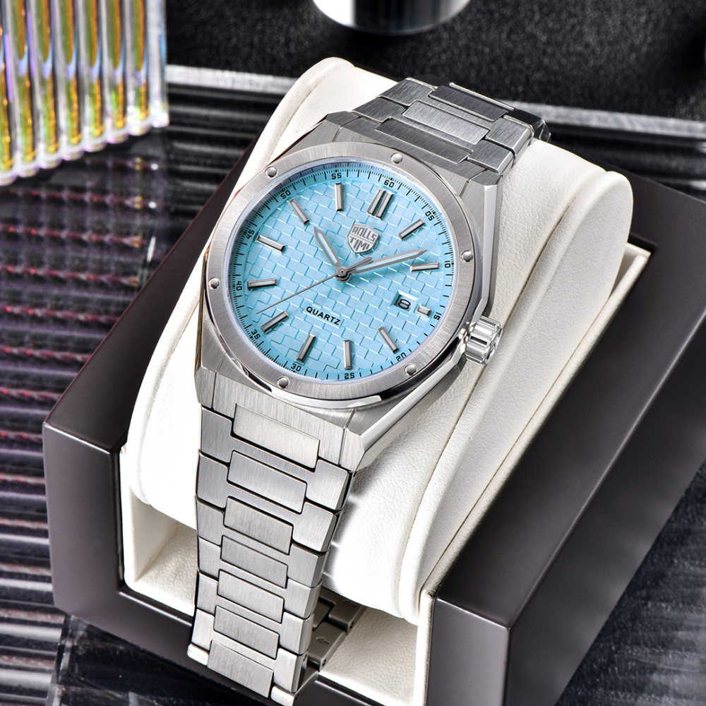 RollsTimi RT7933 Men's Watches Luxury Stainless Steel Quartz Analog Wristwatch for Men, 50M Waterproof, Synthetic Sapphire Dial Glass