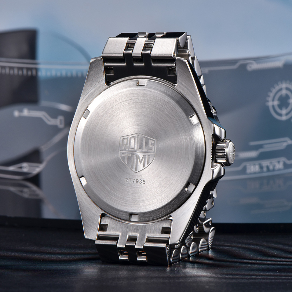 RollsTimi RT7935 GMT Men's Watches NH34 Stainless Steel 100M Waterproof Analog Wristwatch for Men with Jubilee, Synthetic Sapphire Dial Glass