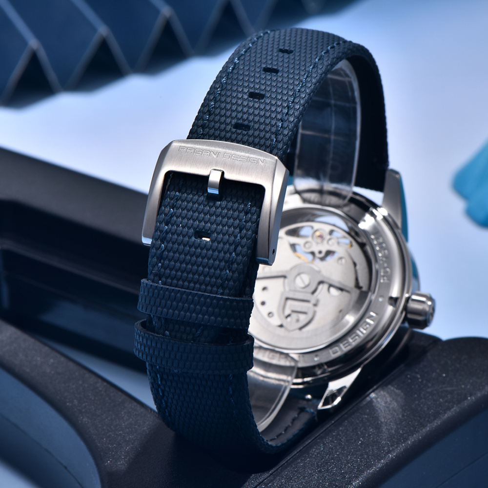 PAGANI DESIGN PD-YS021 Automatic Men's Watch 41MM Leather Stainless Steel Business Wrist Watch for Men, Synthetic Sapphire Dial Glass