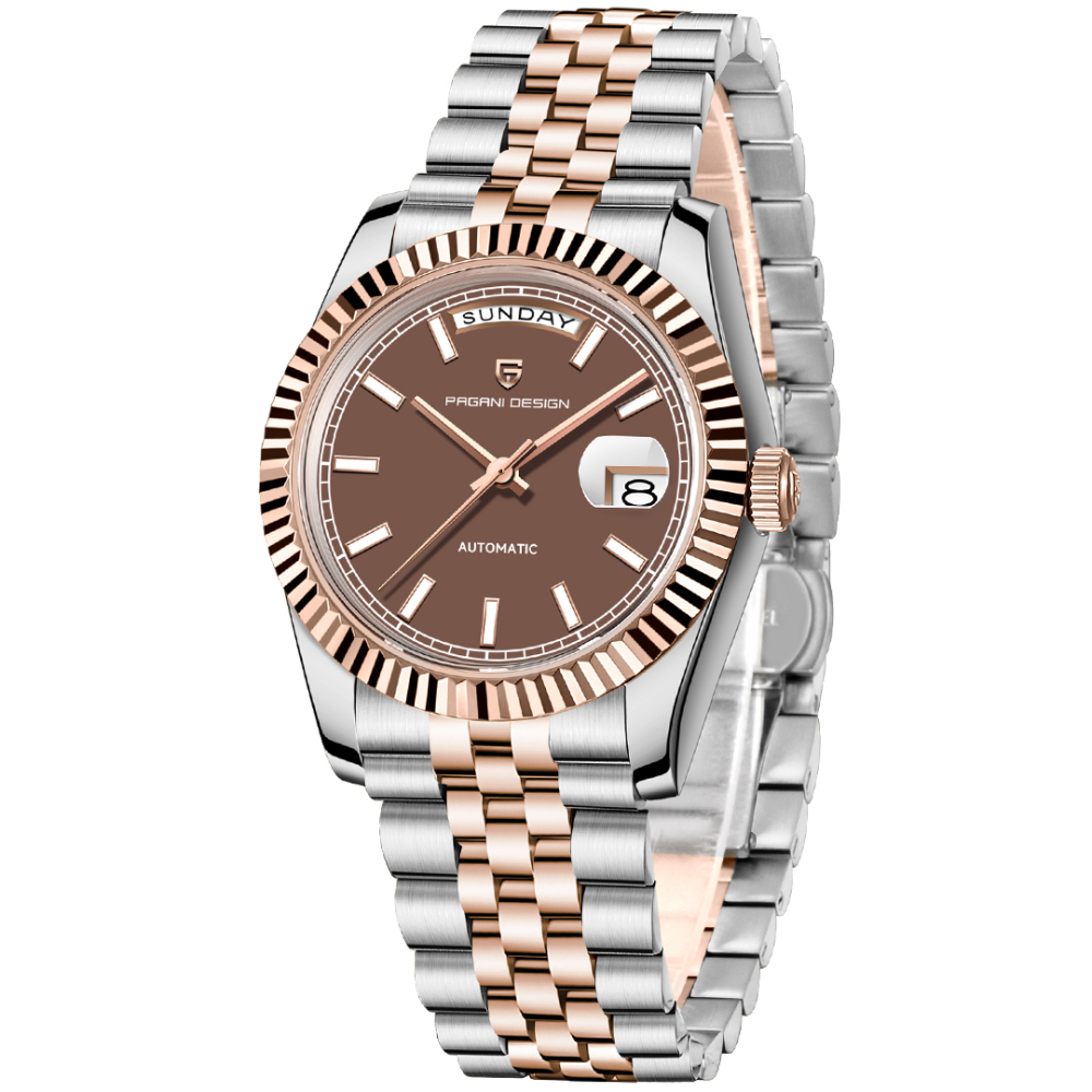 PAGANI DESIGN PD-1752  New Release Men's Automatic Watches, Rose Gold Mechanical Stainless Steel Luxury 36mm Wrist Watch for Men 100M Waterproof AR Coating