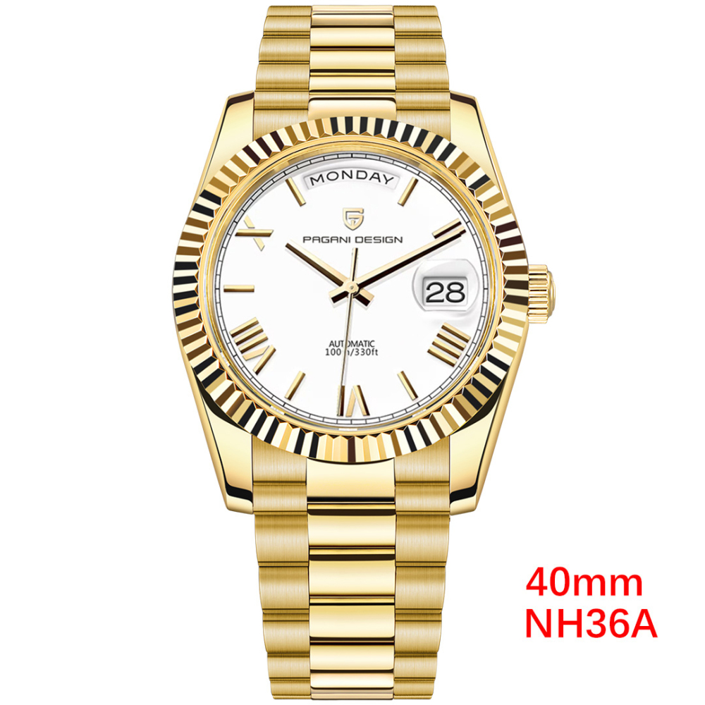 PAGANI DESIGN PD-1783 Men's Automatic Watches 40mm NH36A Rose Gold Mechanical Stainless Steel Luxury Wrist Watch for Men 100M Waterproof AR Coating