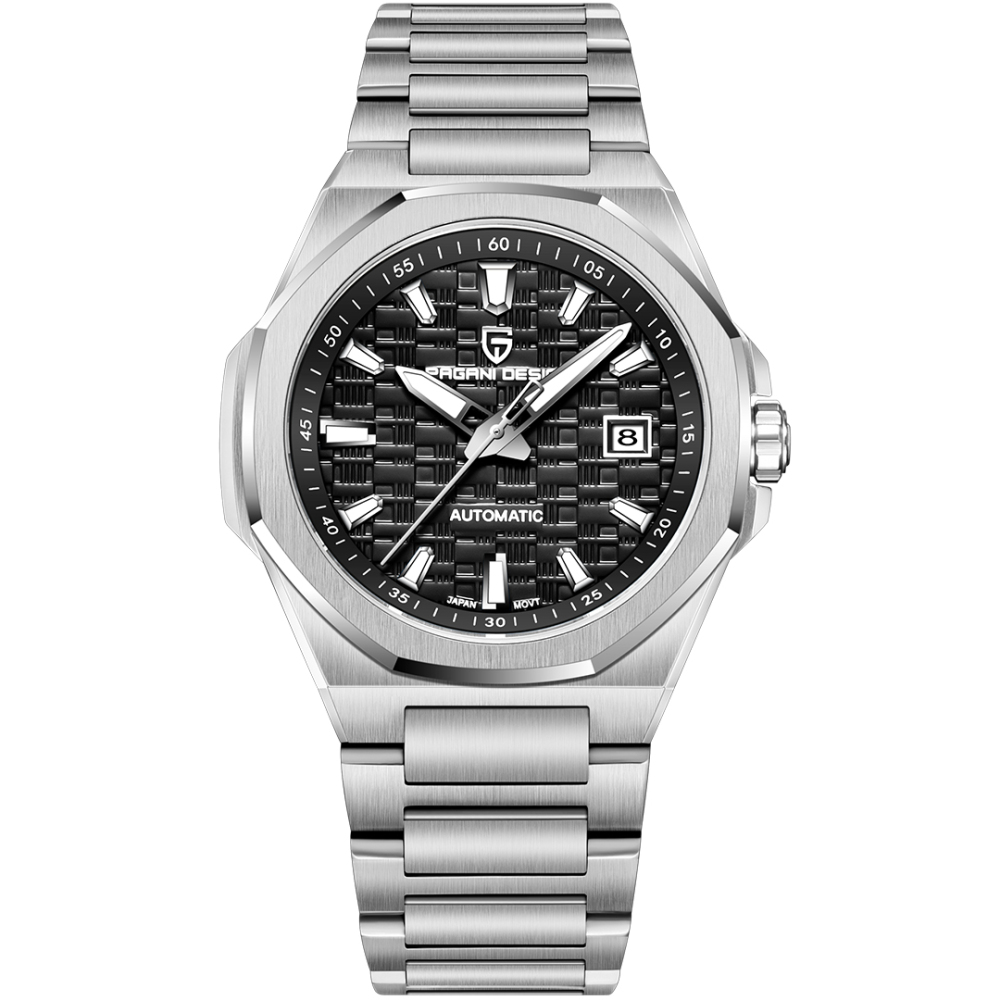 PAGANI DESIGN PD-YS023 New Automatic Men's Watch 40MM Full Stainless Steel Mechanical Sports Wrist Watch for Men, Synthetic Sapphire