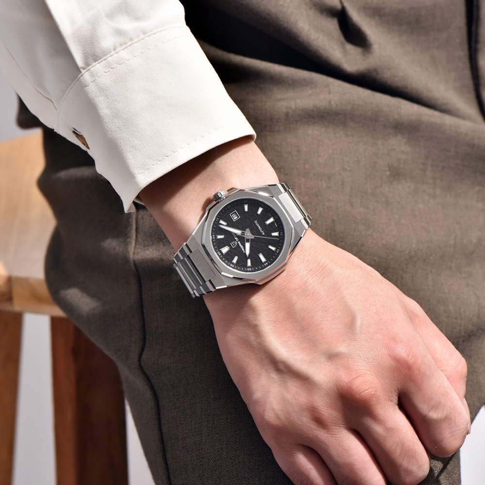 PAGANI DESIGN PD-YS023 New Automatic Men's Watch 40MM Full Stainless Steel Mechanical Sports Wrist Watch for Men, Synthetic Sapphire