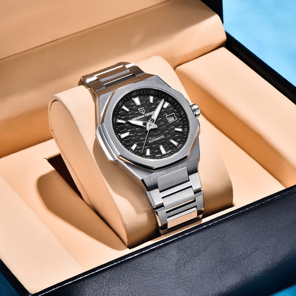 PAGANI DESIGN PD-YS023 New Automatic Men's Watch 40MM Full Stainless Steel Mechanical Sports Wrist Watch for Men, Synthetic Sapphire