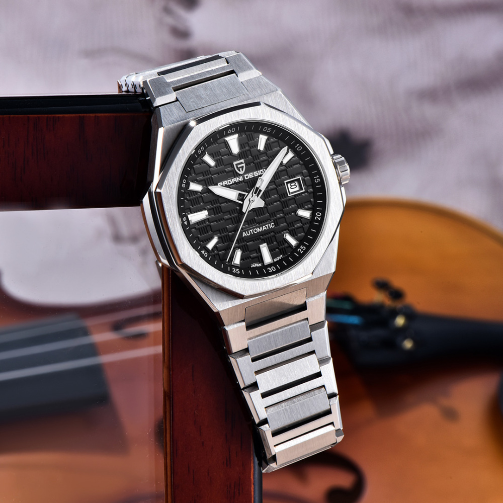 PAGANI DESIGN PD-YS023 New Automatic Men's Watch 40MM Full Stainless Steel Mechanical Sports Wrist Watch for Men, Synthetic Sapphire