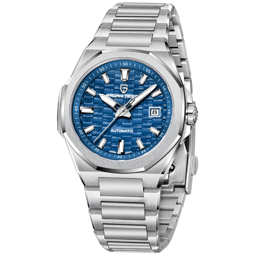 PAGANI DESIGN PD-YS023 New Automatic Men's Watch 40MM Full Stainless Steel Mechanical Sports Wrist Watch for Men, Synthetic Sapphire