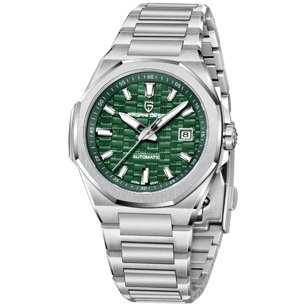 PAGANI DESIGN PD-YS023 New Automatic Men's Watch 40MM Full Stainless Steel Mechanical Sports Wrist Watch for Men, Synthetic Sapphire