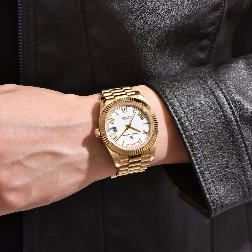 PAGANI DESIGN PD-1783 Men's Automatic Watches 40mm NH36A Rose Gold Mechanical Stainless Steel Luxury Wrist Watch for Men 100M Waterproof AR Coating