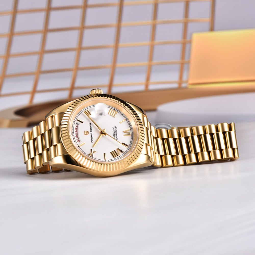 PAGANI DESIGN PD-1783 Men's Automatic Watches 40mm NH36A Rose Gold Mechanical Stainless Steel Luxury Wrist Watch for Men 100M Waterproof AR Coating