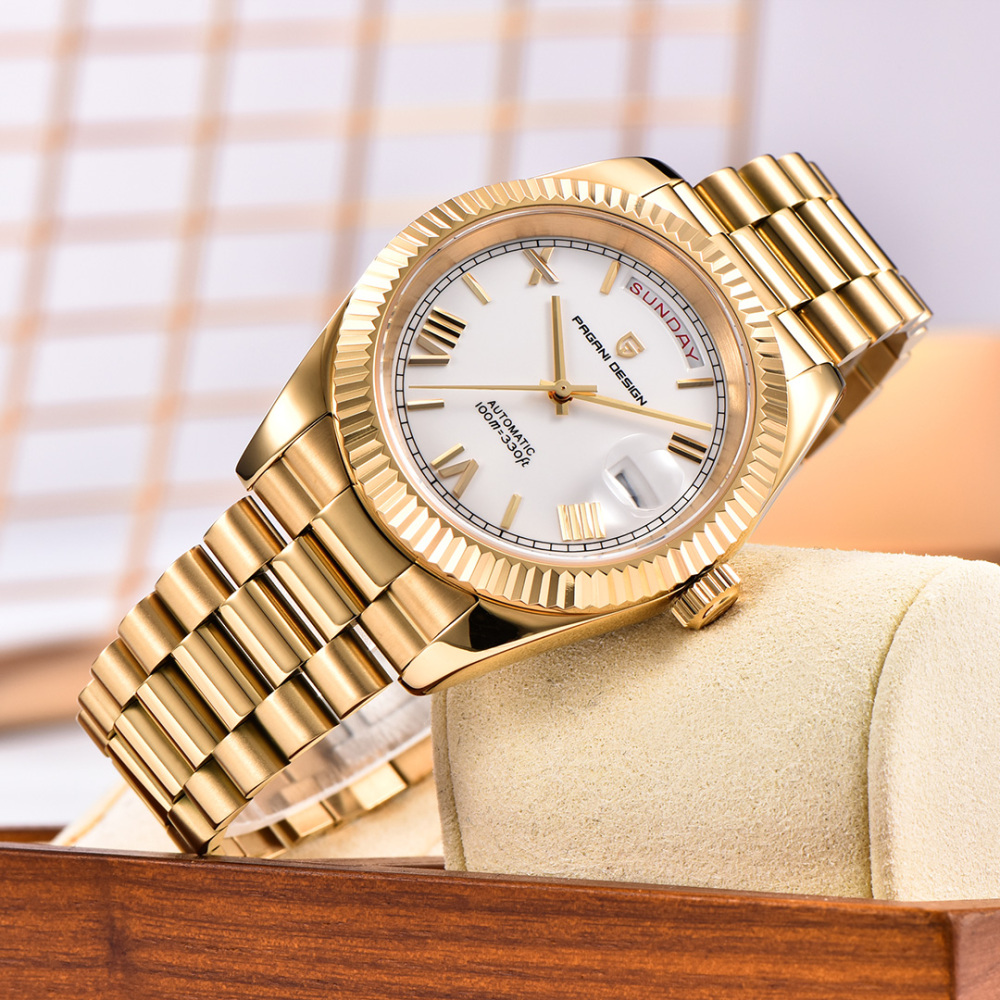 PAGANI DESIGN PD-1783 Men's Automatic Watches 40mm NH36A Rose Gold Mechanical Stainless Steel Luxury Wrist Watch for Men 100M Waterproof AR Coating