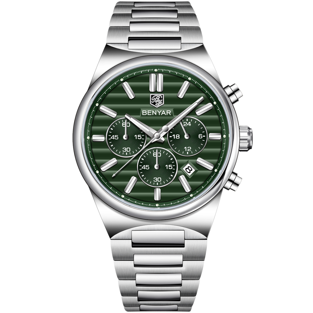 BENYAR BY-5214 Men's Quartz Watch Business Chronograph Sports Analog Wrist Watch for Men Two-Tone Calendar Auto Date