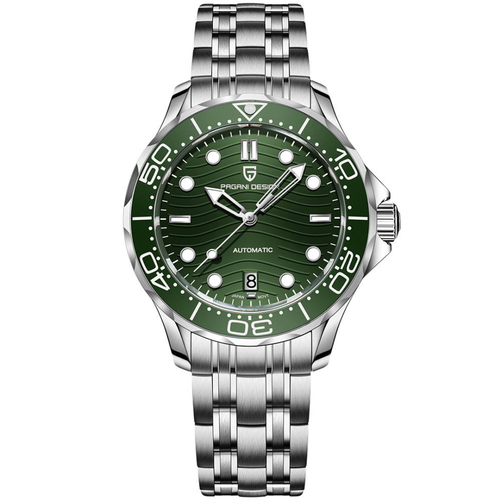 PAGANI DESIGN PD-1685 Men's Automatic Watches Stainless Steel Sports Wrist Watch for Men with Waves NH35A / 8215 Movement Ceramic Bezel Rubber Strap 1685