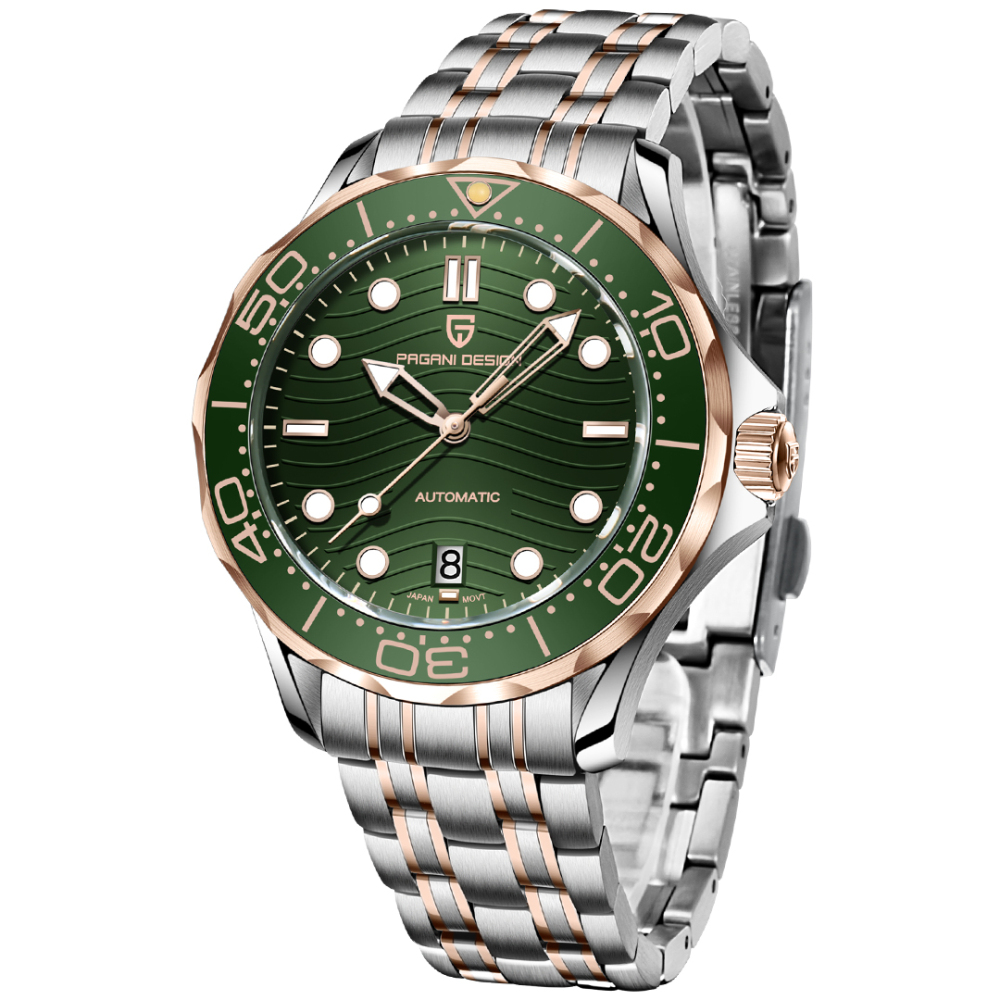 PAGANI DESIGN PD-1685 Men's Automatic Watches Stainless Steel Sports Wrist Watch for Men with Waves NH35A Movement Ceramic Bezel Rubber Strap 1685
