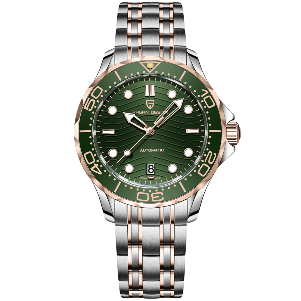 PAGANI DESIGN PD-1685 Men's Automatic Watches Stainless Steel Sports Wrist Watch for Men with Waves NH35A / 8215 Movement Ceramic Bezel Rubber Strap 1685