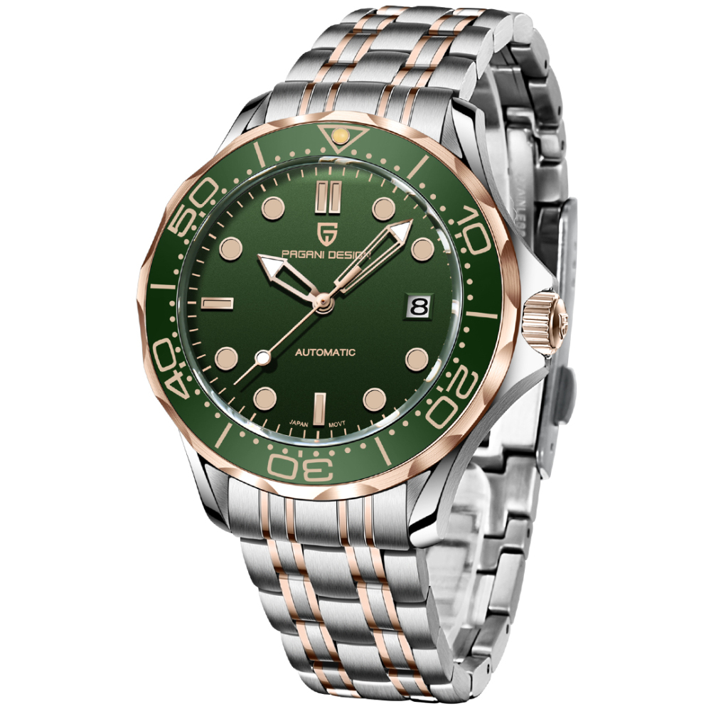 PAGANI DESIGN PD-1685 Men's Automatic Watches Stainless Steel Sports Wrist Watch for Men with Waves NH35A / 8215 Movement Ceramic Bezel Rubber Strap 1685