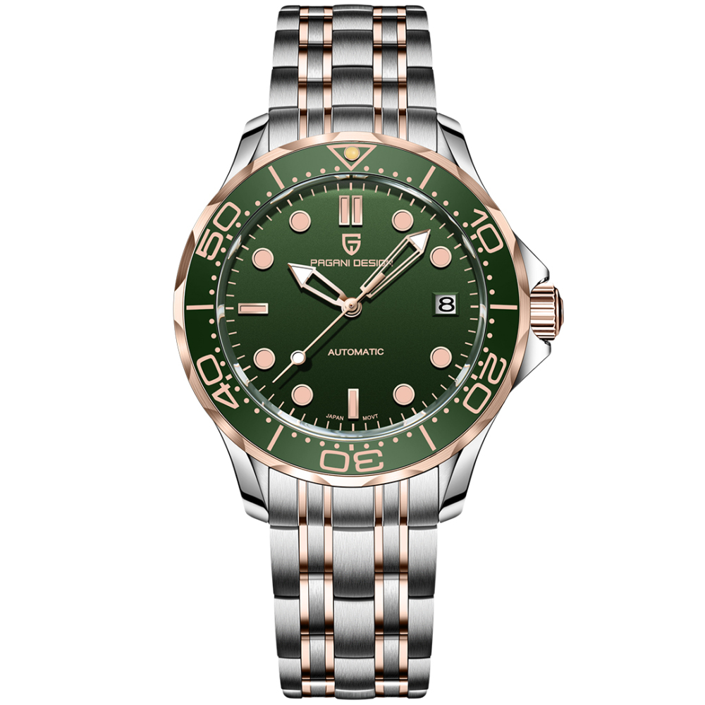 PAGANI DESIGN PD-1685 Men's Automatic Watches Stainless Steel Sports Wrist Watch for Men with Waves NH35A / 8215 Movement Ceramic Bezel Rubber Strap 1685