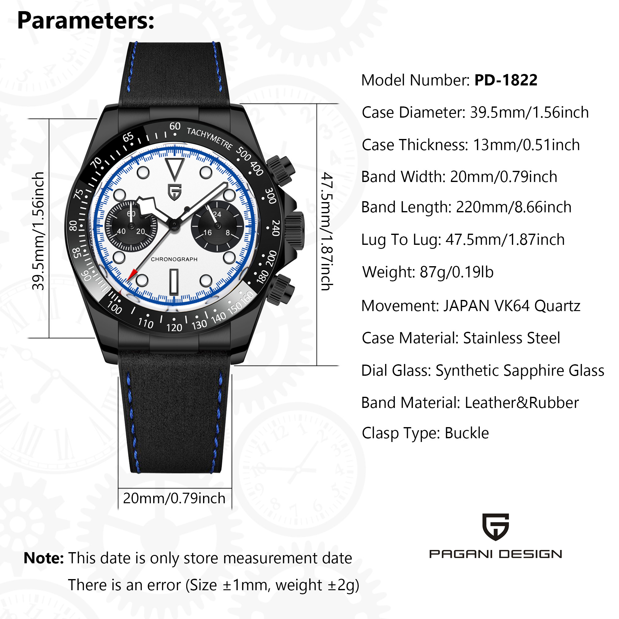 PAGANI DESIGN PD-1718 Men's Quartz Watches full Stainless Steel