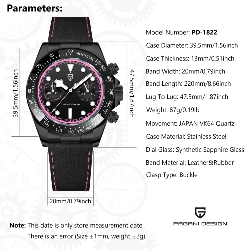 PAGANI DESIGN PD-1718 Men's Quartz Watches full Stainless Steel Waterproof Chronograph Wrist Watch for Men Japanese TMI VK64 Movement