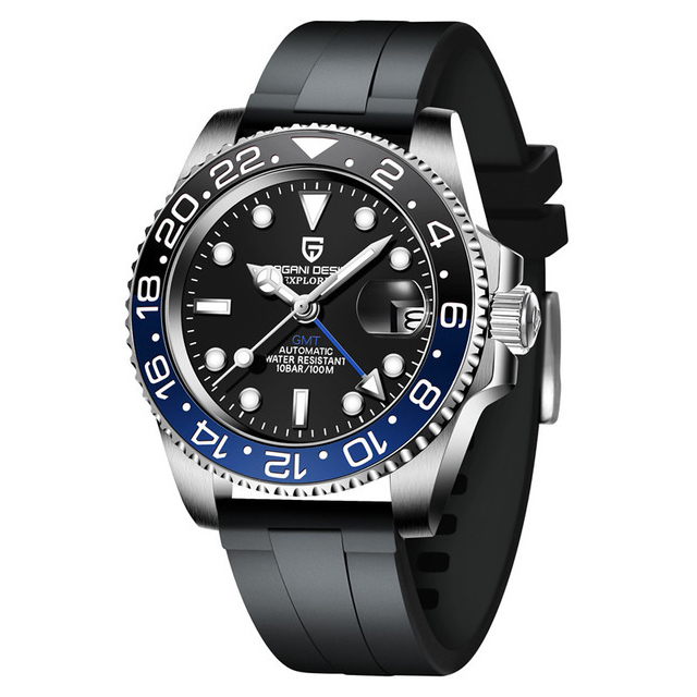 PAGANI DESIGN PD-1662 Men's Watches Automatic GMT Mechanical Stainless Steel Waterproof Wrist Watch for Men Jubilee Bracelet Sapphire Glass
