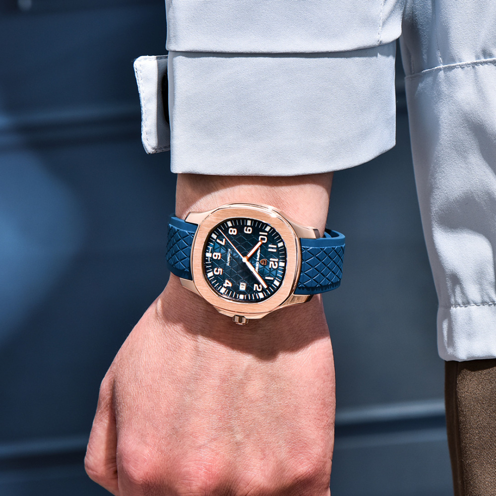 PAGANI DESIGN PD-YS031 Automatic Men's Watch New Stainless Steel Mechanical Wrist Watch for Men, 100M Waterproof, Synthetic Sapphire Dial Glass, Rubber Strap