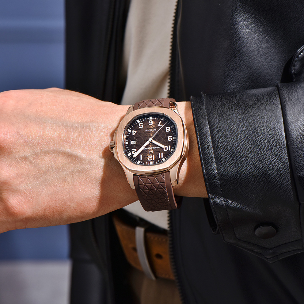 PAGANI DESIGN PD-YS031 Automatic Men's Watch New Stainless Steel Mechanical Wrist Watch for Men, 100M Waterproof, Synthetic Sapphire Dial Glass, Rubber Strap