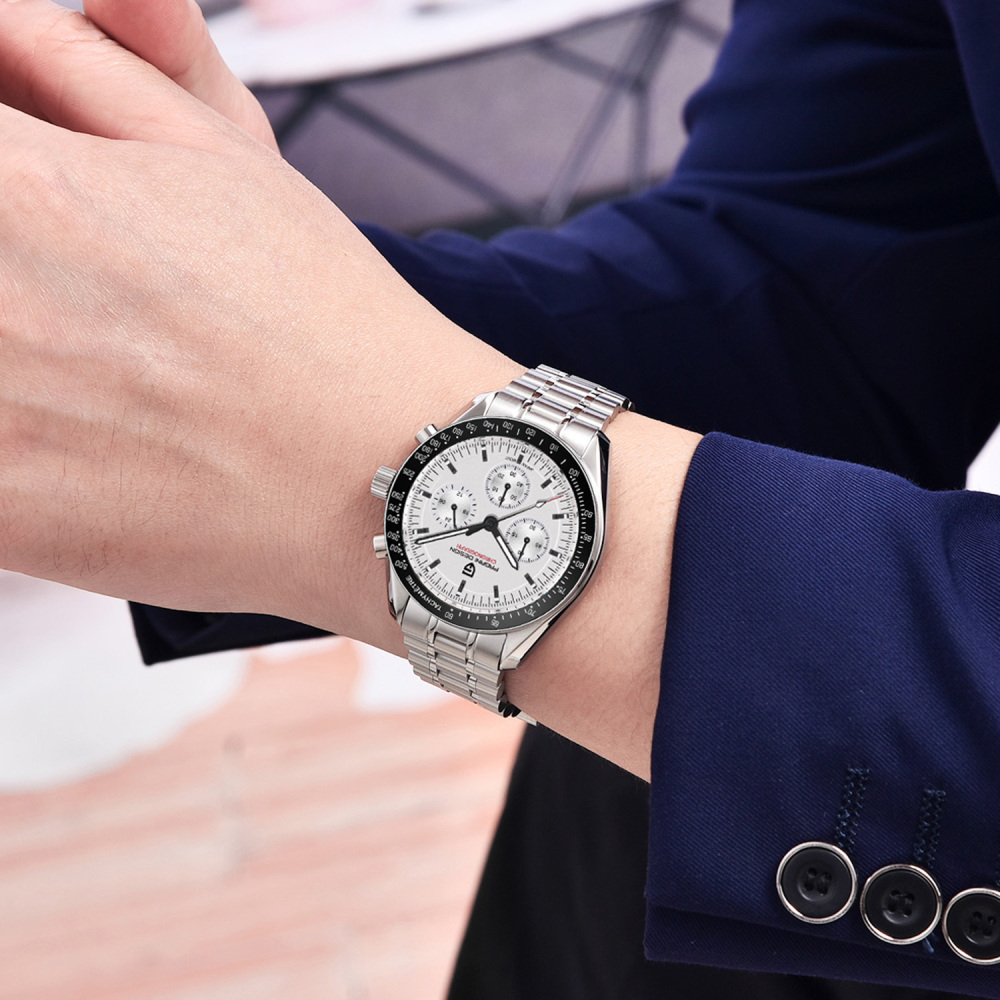 PAGANI DESIGN PD1701 New Men's Quartz Watches New Release full Stainless Steel Waterproof Sports Chronograph Wrist Watch for Men