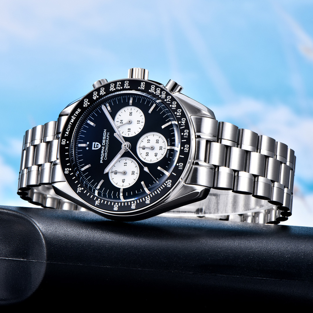 PAGANI DESIGN PD-1701 New Men's Quartz Watches New Release full Stainless Steel Waterproof Sports Chronograph Wrist Watch for Men