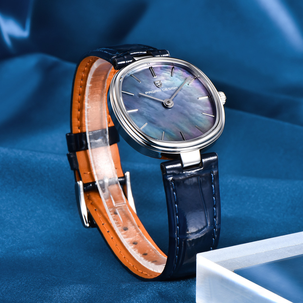 PAGANI DESIGN New Women's Watch 32mm Stainless Steel Quartz Watch for Woman, 50M Waterproof, Leather Watchband