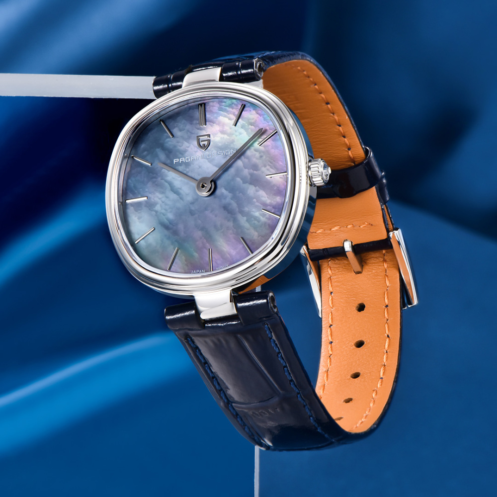 PAGANI DESIGN New Women's Watch 32mm Stainless Steel Quartz Watch for Woman, 50M Waterproof, Leather Watchband