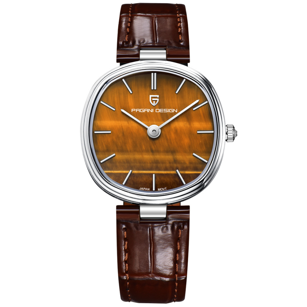 PAGANI DESIGN New Women's Watch 32mm Stainless Steel Quartz Watch for Woman, 50M Waterproof, Leather Watchband