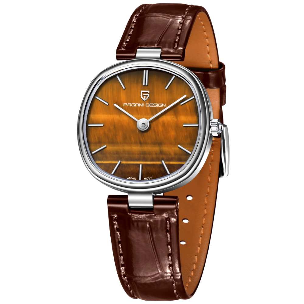 PAGANI DESIGN New Women's Watch 32mm Stainless Steel Quartz Watch for Woman, 50M Waterproof, Leather Watchband