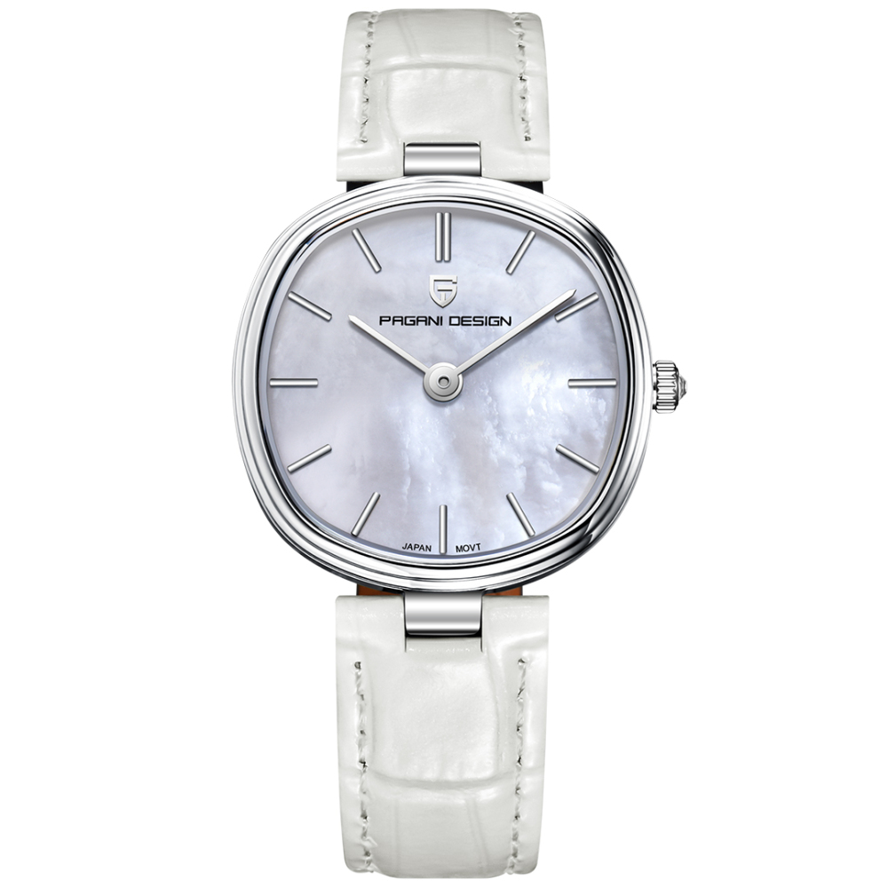 PAGANI DESIGN New Women's Watch 32mm Stainless Steel Quartz Watch for Woman, 50M Waterproof, Leather Watchband