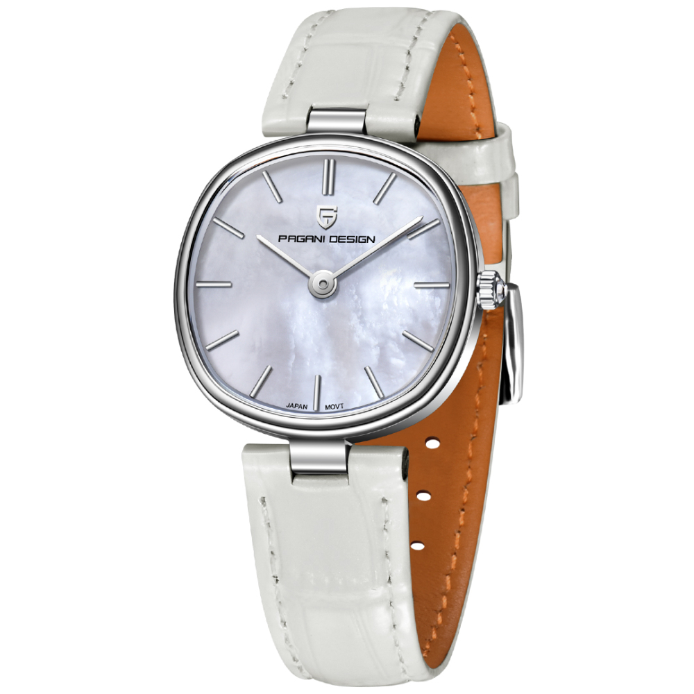 PAGANI DESIGN New Women's Watch 32mm Stainless Steel Quartz Watch for Woman, 50M Waterproof, Leather Watchband