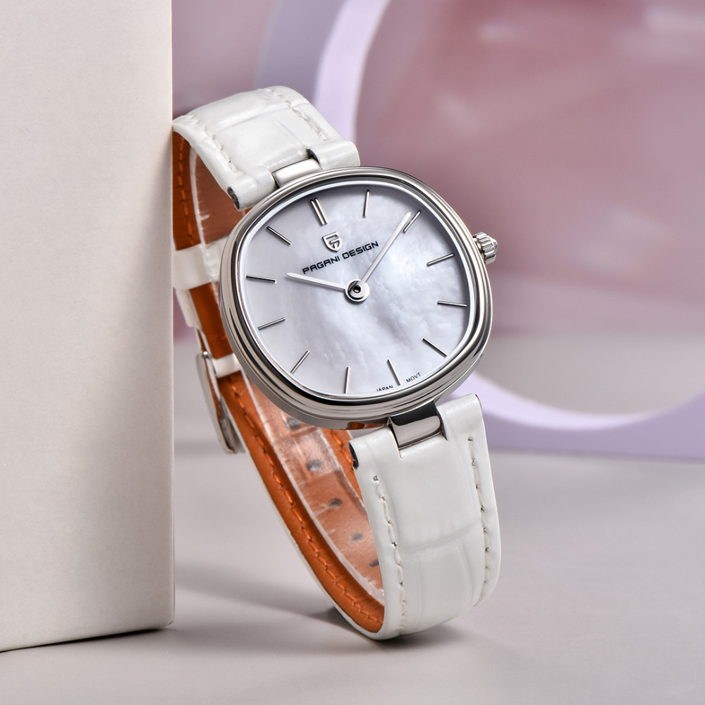 PAGANI DESIGN New Women's Watch 32mm Stainless Steel Quartz Watch for Woman, 50M Waterproof, Leather Watchband