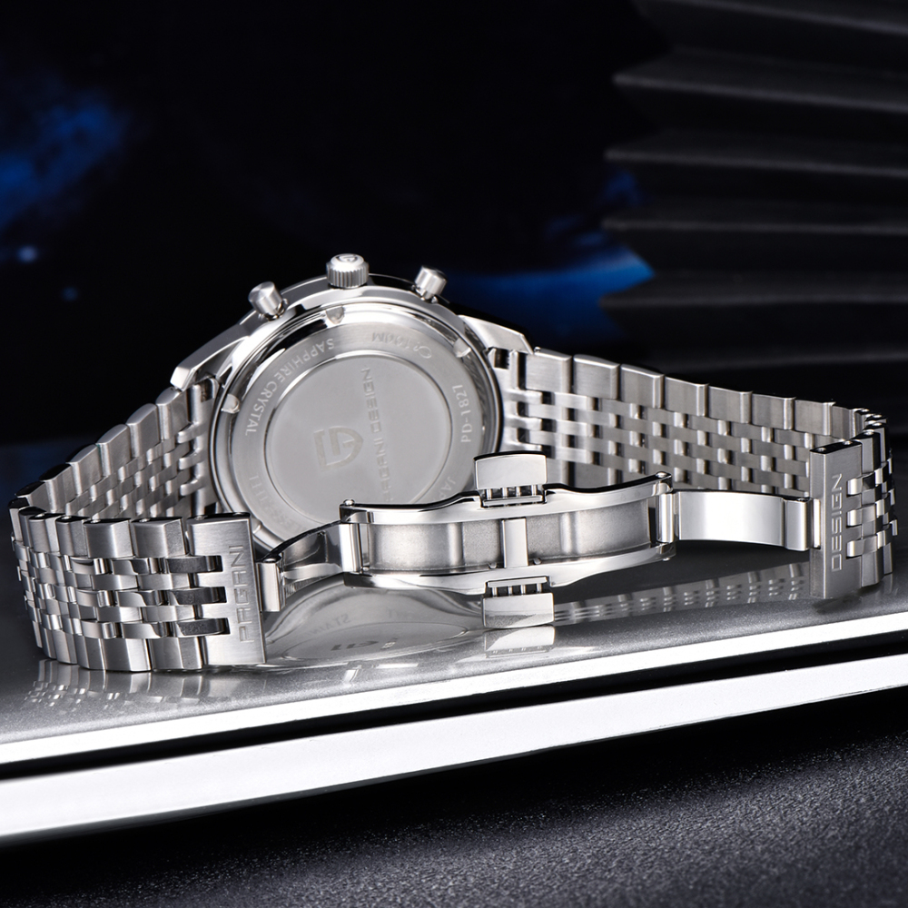 PAGANI DESIGN PD-1827 New Men's Chronograph Quartz Watch full Stainless Steel 100M Waterproof Sports Wrist Watch for Men
